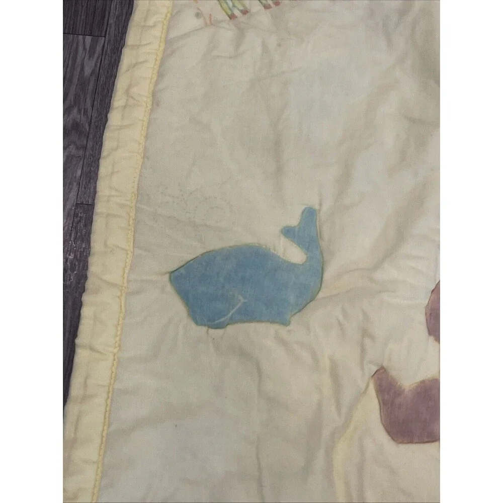 Homemade Baby comforter Quilt Crib Bedding Yellow Vintage Animals